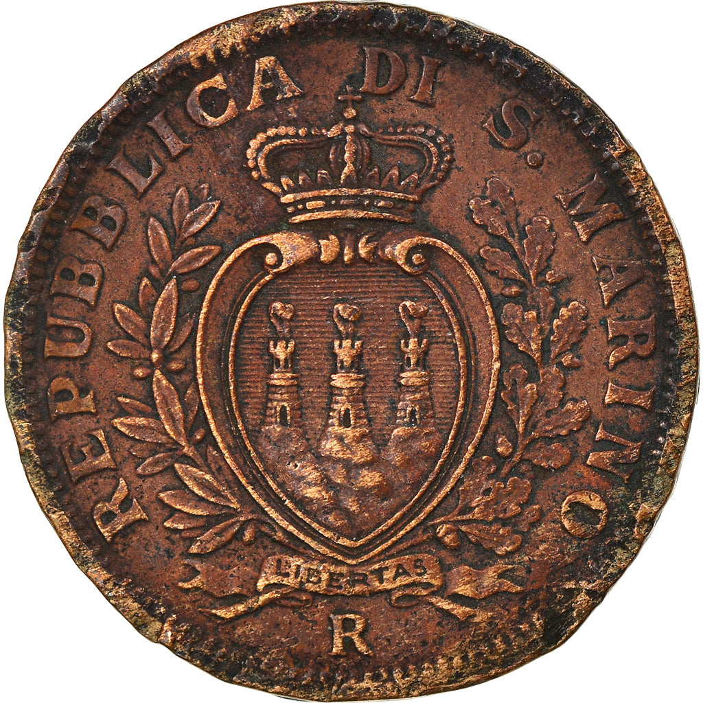 Coin, San Marino, 5 Centesimi, 1936, Rome, VF(30-35), Bronze, KM:12