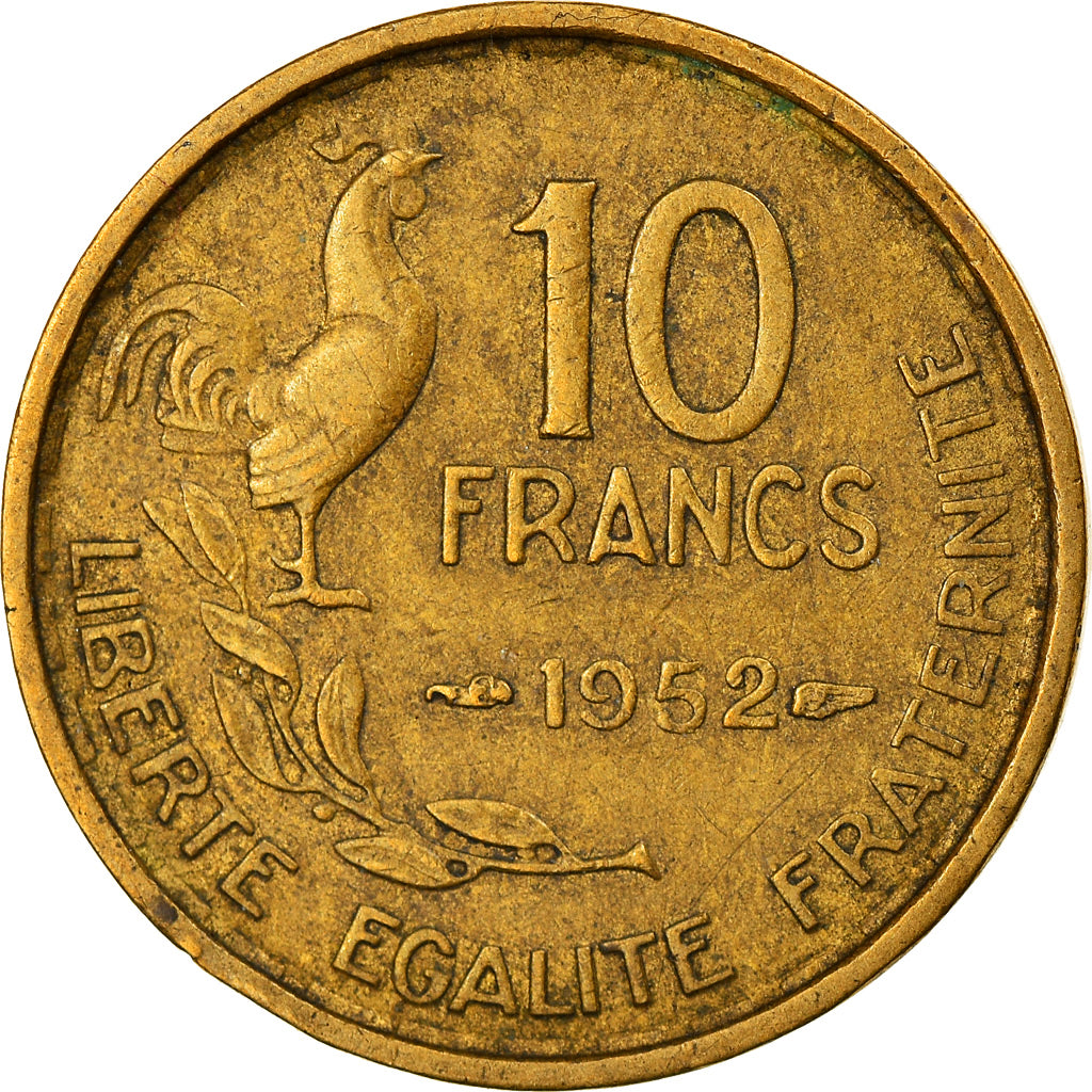 Moneta, Francia, Guiraud, 10 Francs, 1952, Paris, BB, Alluminio-bronzo