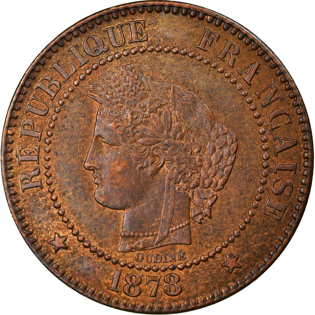 Moneta, Francia, Cérès, 2 Centimes, 1878, Paris, BB, Bronzo, KM:827.1