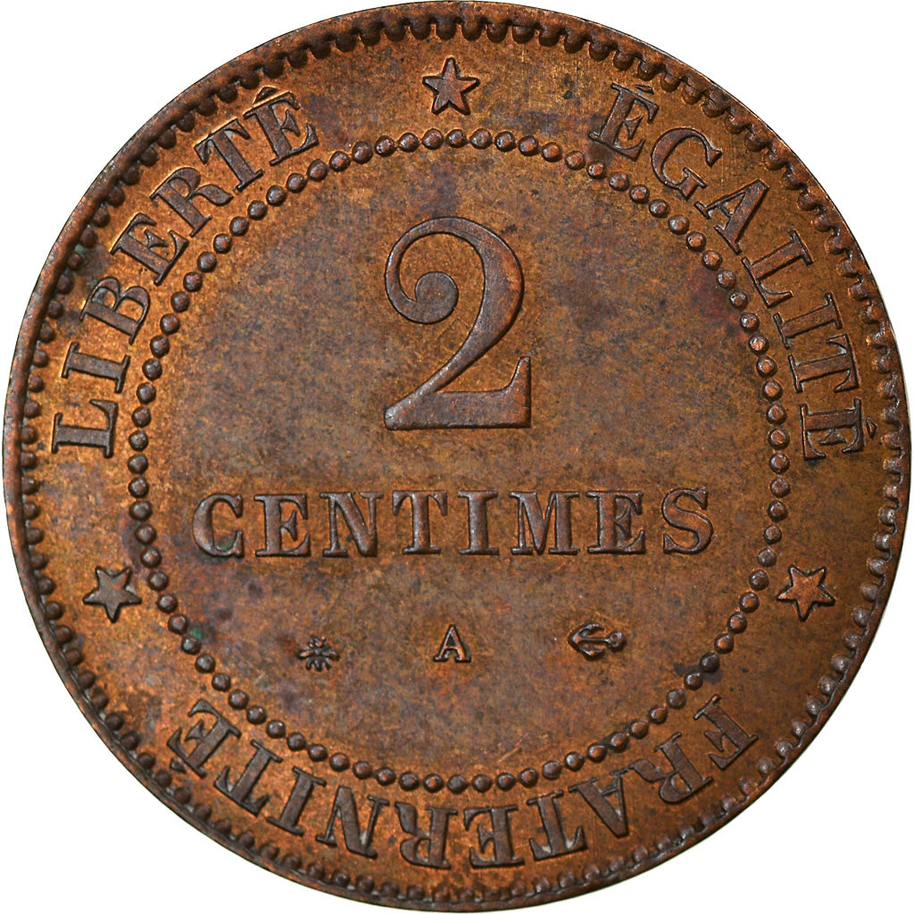 Moneta, Francia, Cérès, 2 Centimes, 1878, Paris, BB, Bronzo, KM:827.1