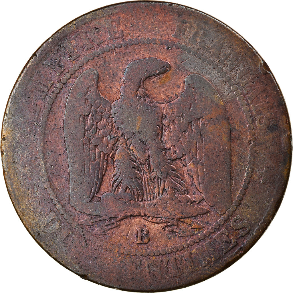 Moeda, França, Napoleon III, Napoléon III, 10 Centimes, 1853, Rouen