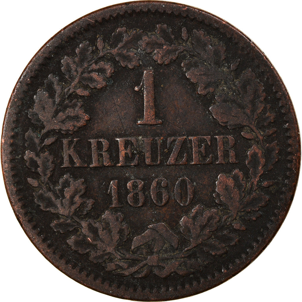 Münze, Deutsch Staaten, BADEN, Friedrich I, Kreuzer, 1860, SS, Kupfer, KM:242