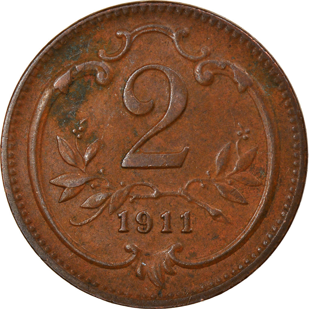 Coin, Austria, Franz Joseph I, 2 Heller, 1911, EF(40-45), Bronze, KM:2801