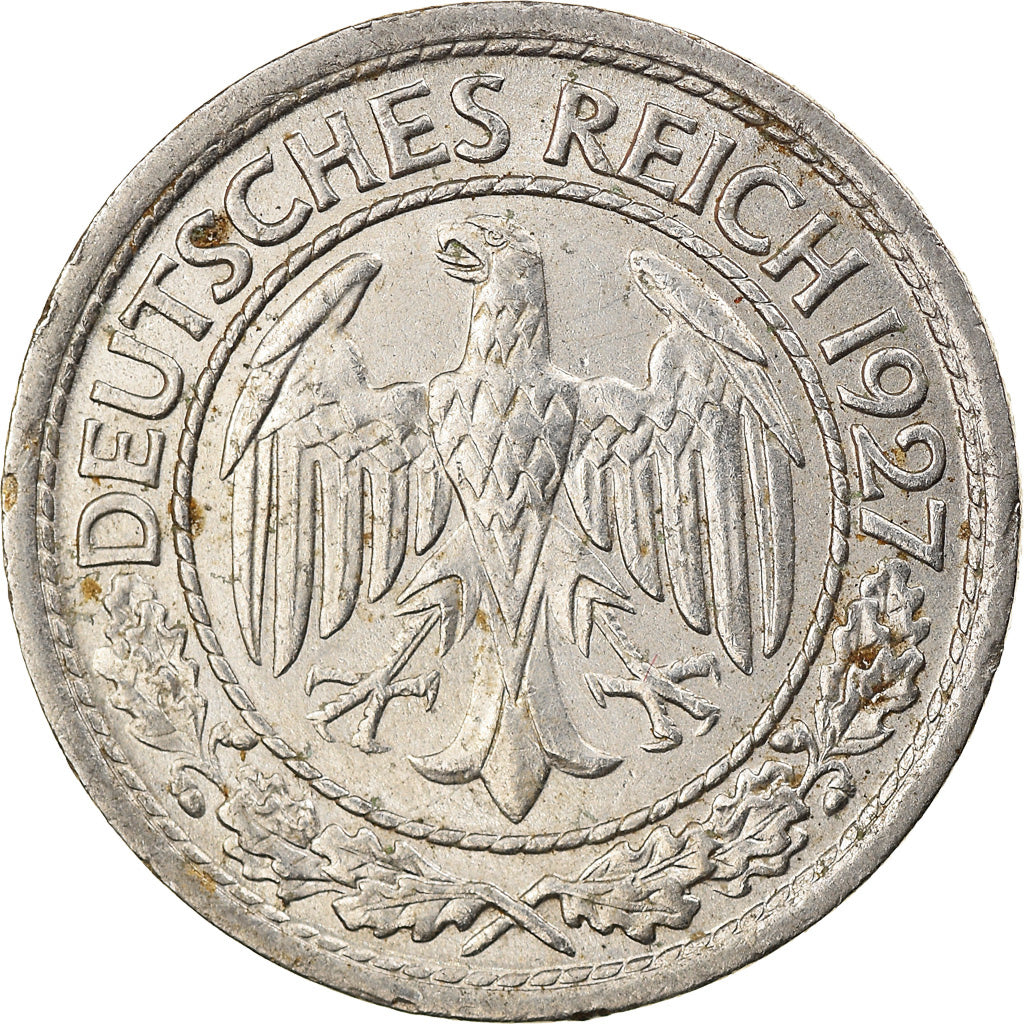 Munten, Duitsland, Weimarrepubliek, 50 Reichspfennig, 1927, Berlin, ZF, Nickel