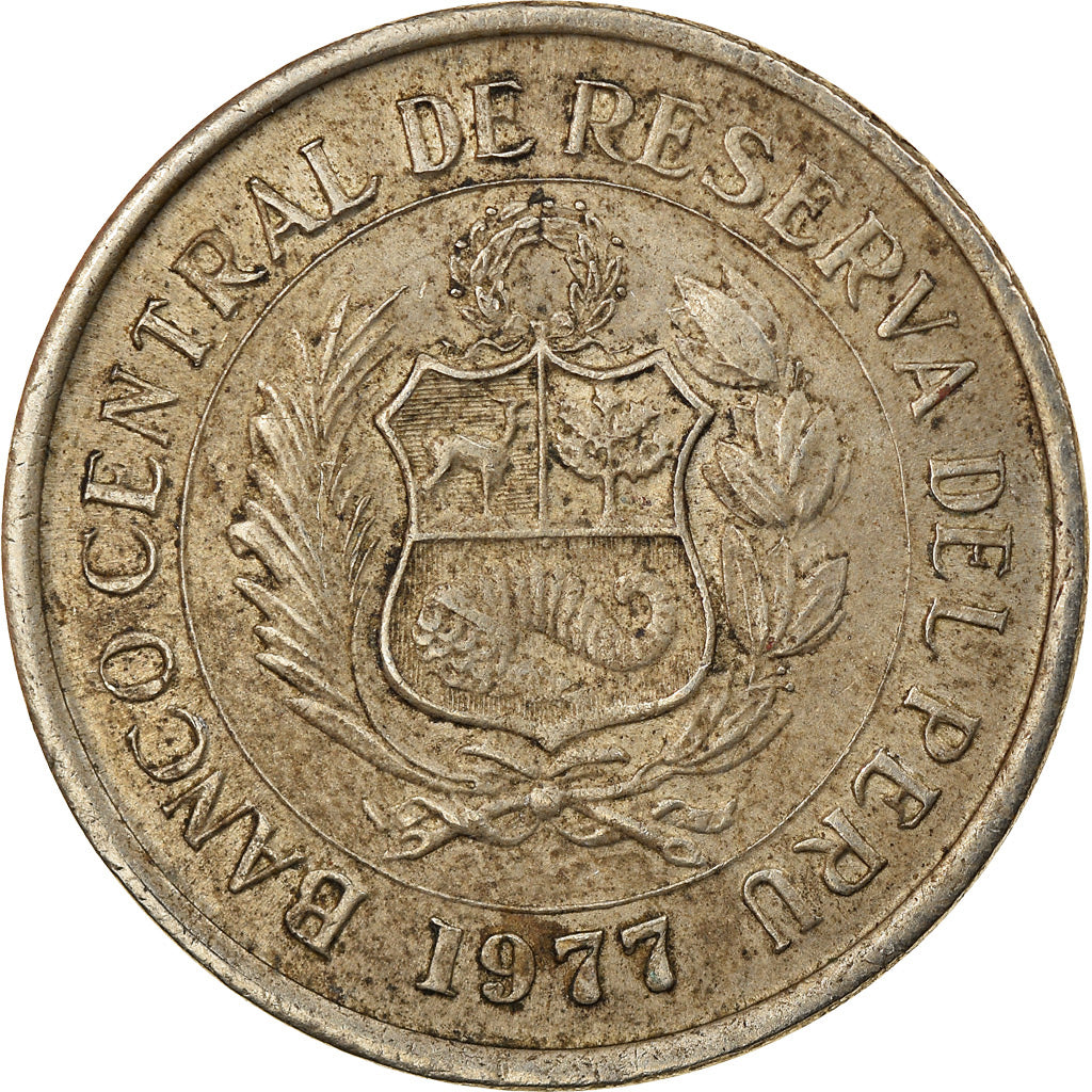 Moeda, Peru, 5 Soles, 1977, Lima, VF(30-35), Cobre-níquel, KM:267
