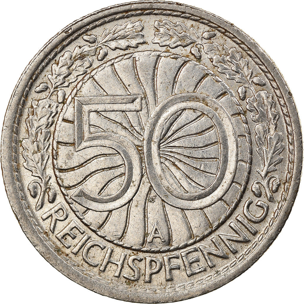 Munten, Duitsland, Weimarrepubliek, 50 Reichspfennig, 1927, Berlin, ZF, Nickel