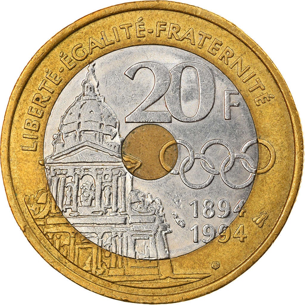 Münze, Frankreich, Pierre de Coubertin, 20 Francs, 1994, Paris, S+