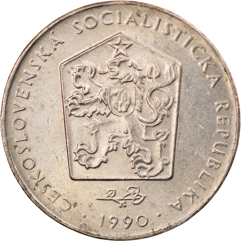 Coin, Czechoslovakia, 2 Koruny, 1990, VF(30-35), Copper-nickel, KM:75