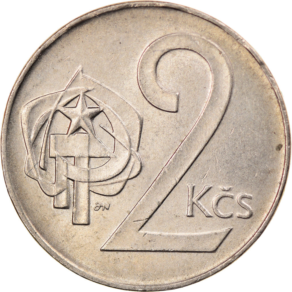 Coin, Czechoslovakia, 2 Koruny, 1990, VF(30-35), Copper-nickel, KM:75