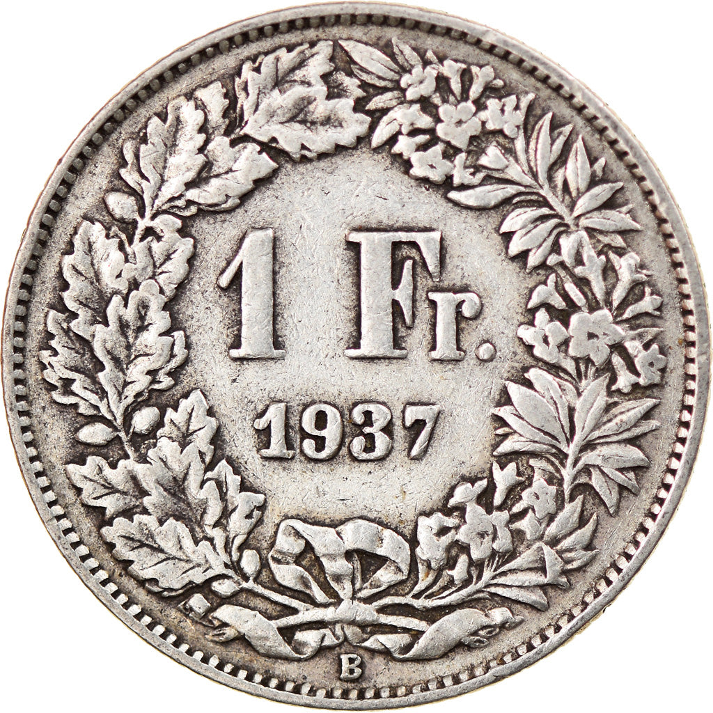 Coin, Switzerland, Franc, 1937, Bern, VF(30-35), Silver, KM:24