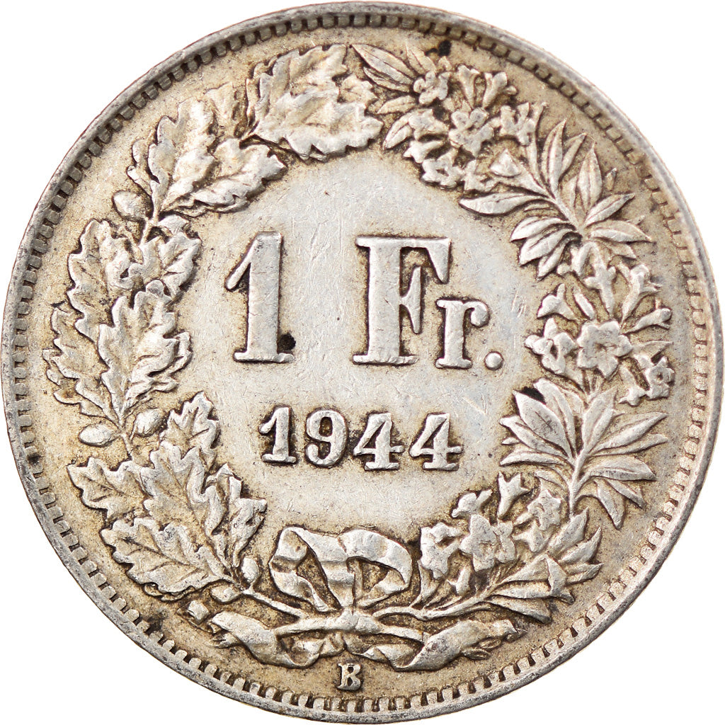 Coin, Switzerland, Franc, 1944, Bern, VF(30-35), Silver, KM:24