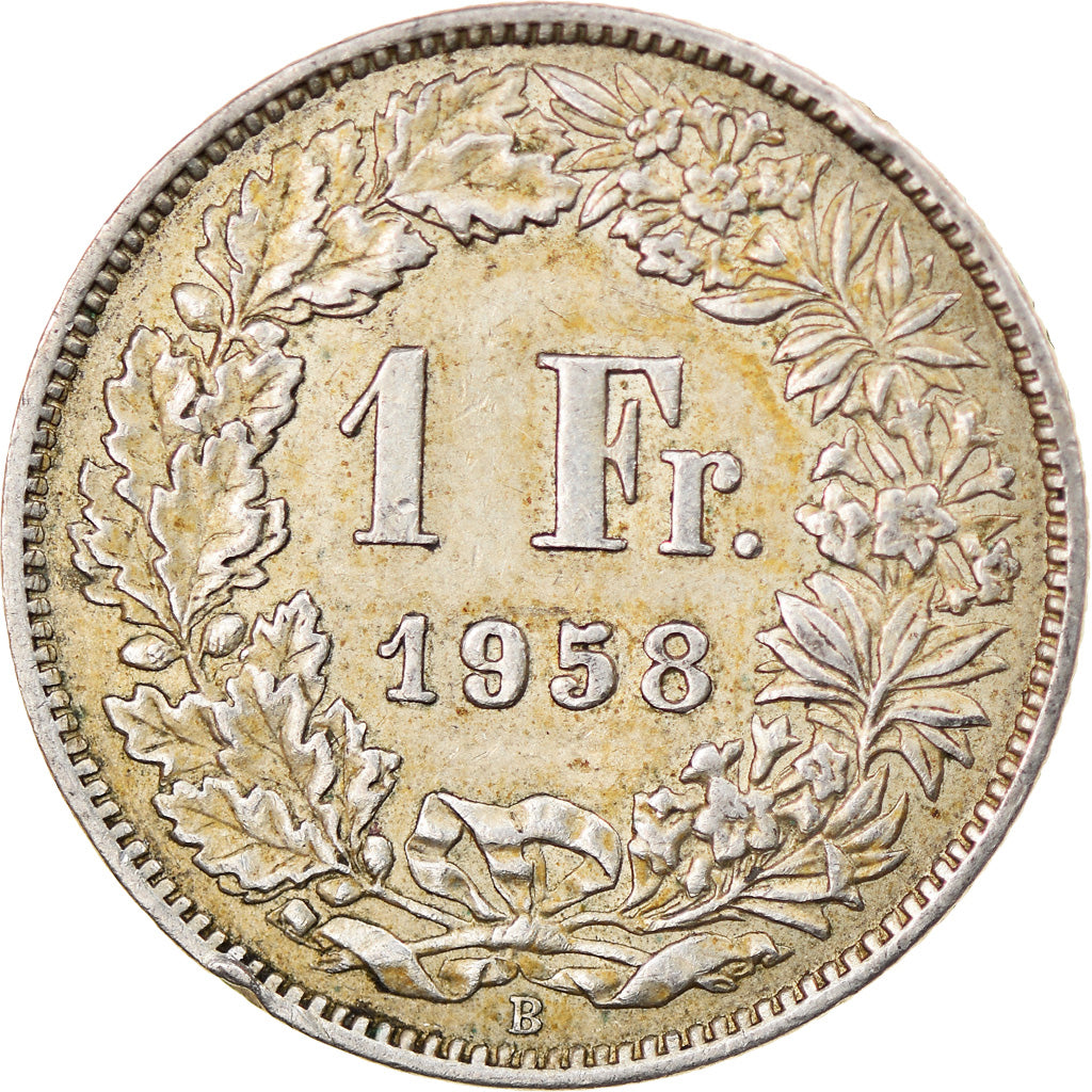 Coin, Switzerland, Franc, 1958, Bern, VF(30-35), Silver, KM:24
