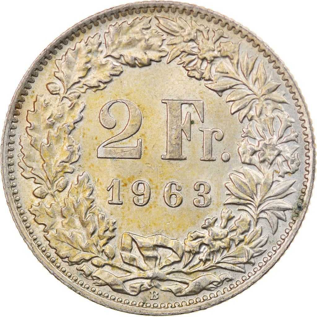 Munten, Zwitserland, 2 Francs, 1963, Bern, ZF, Zilver, KM:21