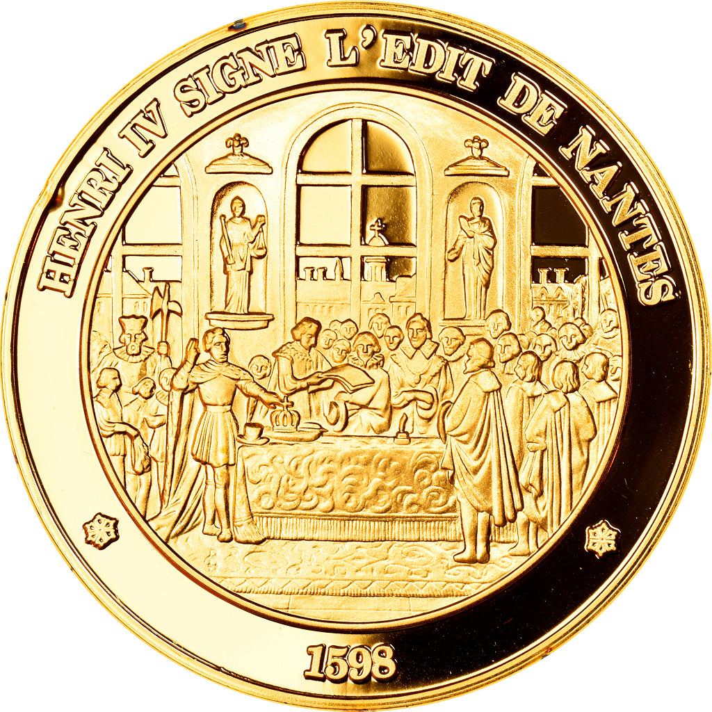Frankreich, Medaille, Henri IV signe l'Edit de Nantes, History, STGL, Vermeil