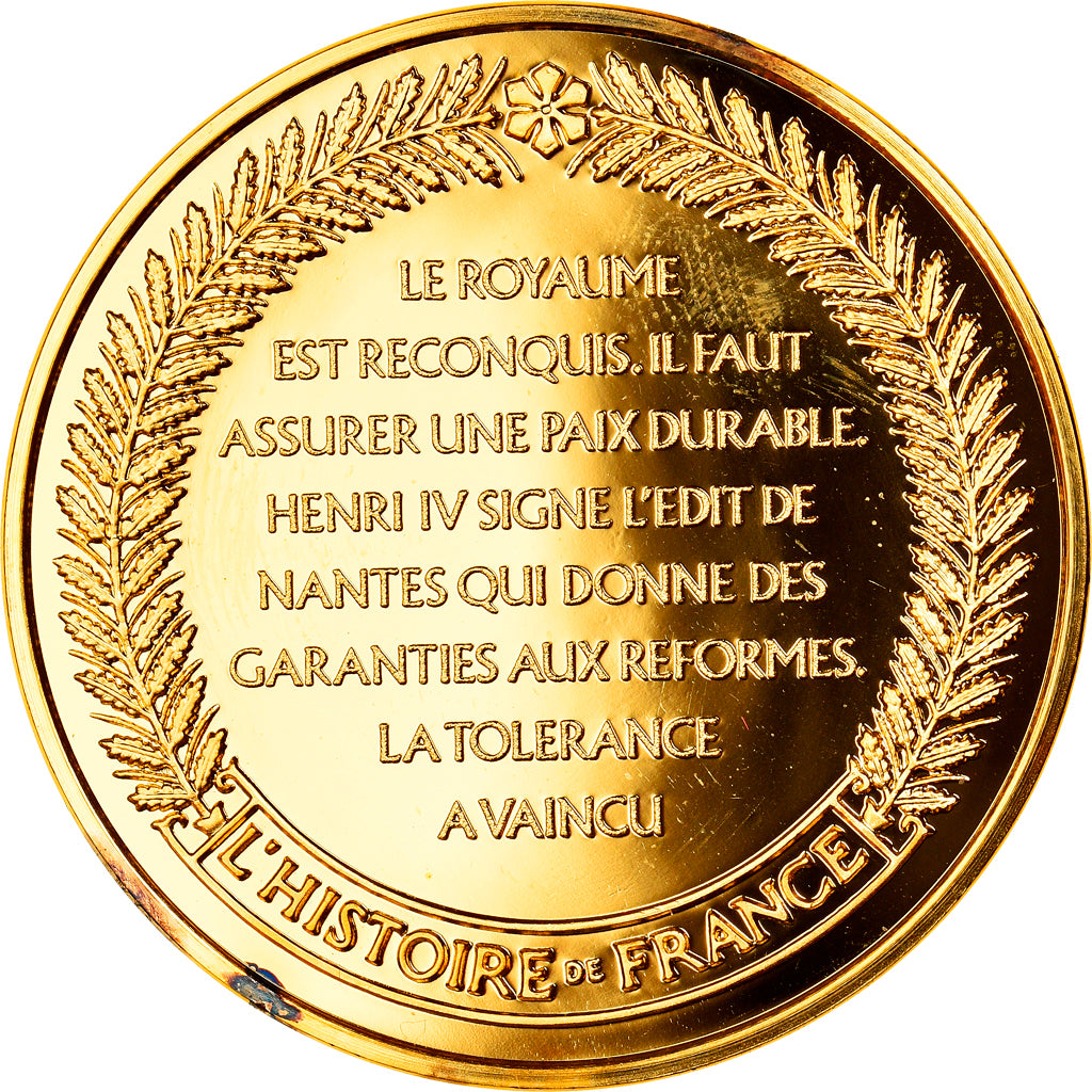 Frankreich, Medaille, Henri IV signe l'Edit de Nantes, History, STGL, Vermeil