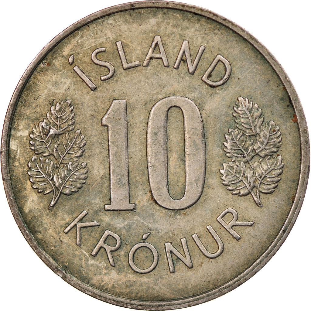Moneta, Islandia, 10 Kronur, 1967, VF(20-25), Miedź-Nikiel, KM:15