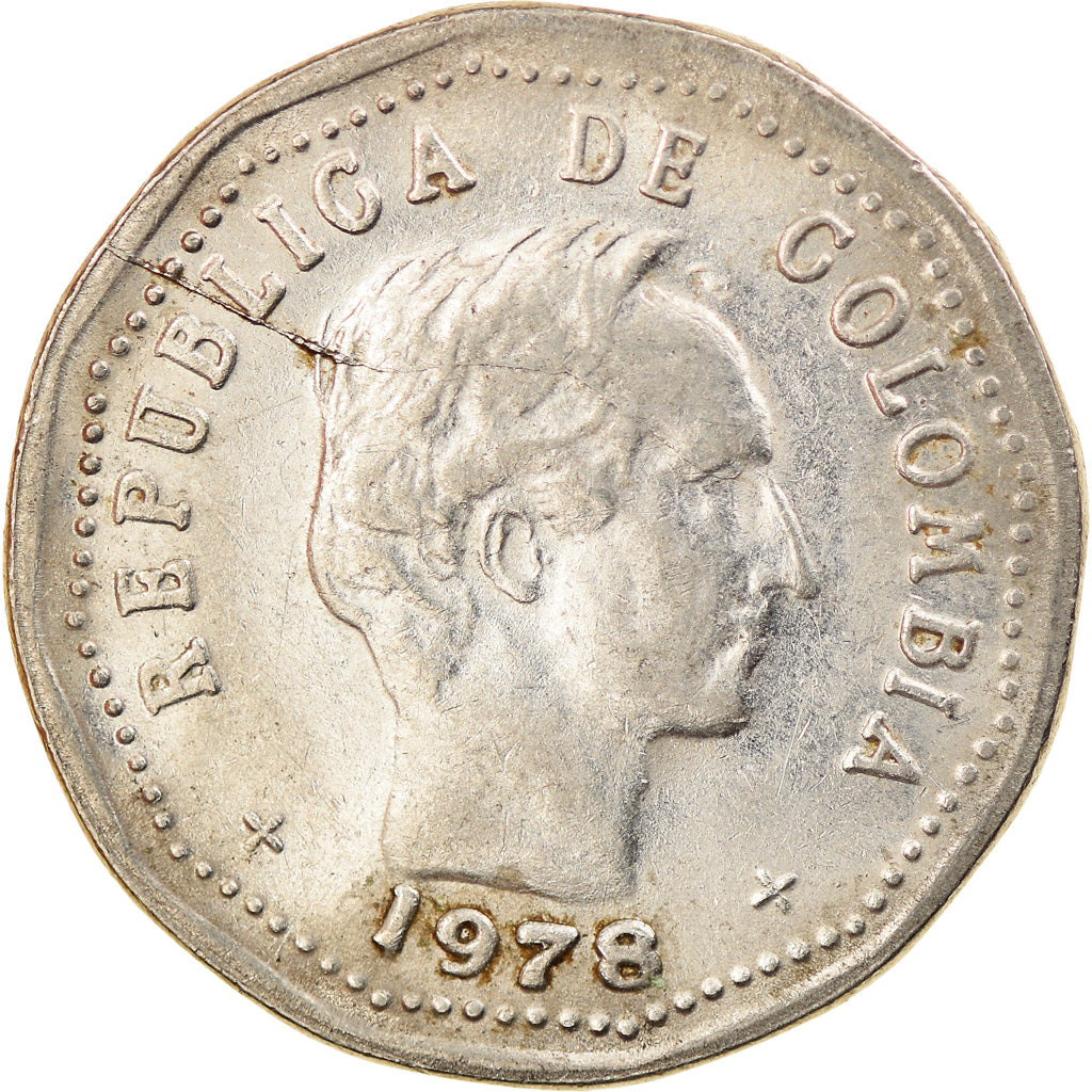 Moneta, Colombia, 50 Centavos, 1978, MB+, Acciaio ricoperto in nichel, KM:244.1