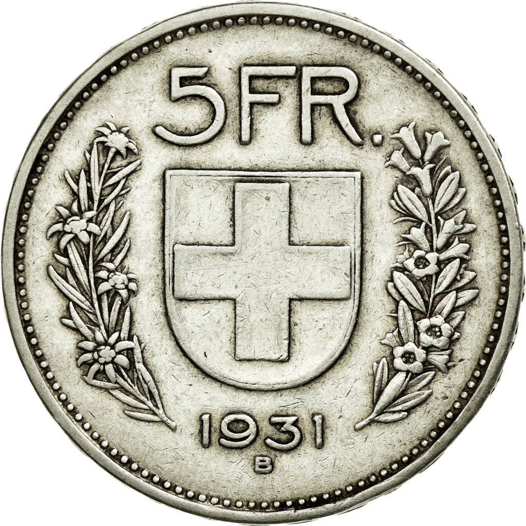Coin, Switzerland, 5 Francs, 1931, Bern, VF(30-35), Silver, KM:40