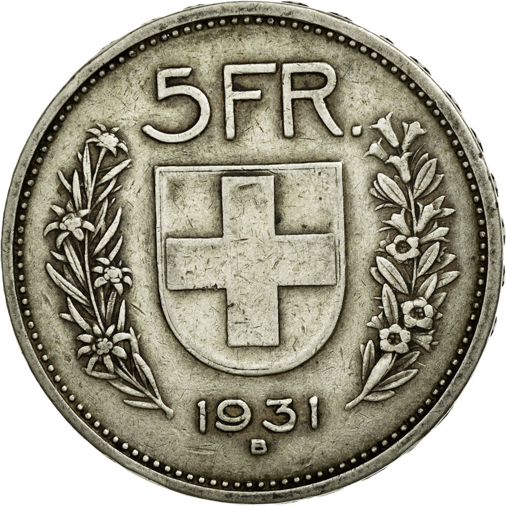 Coin, Switzerland, 5 Francs, 1931, Bern, VF(30-35), Silver, KM:40