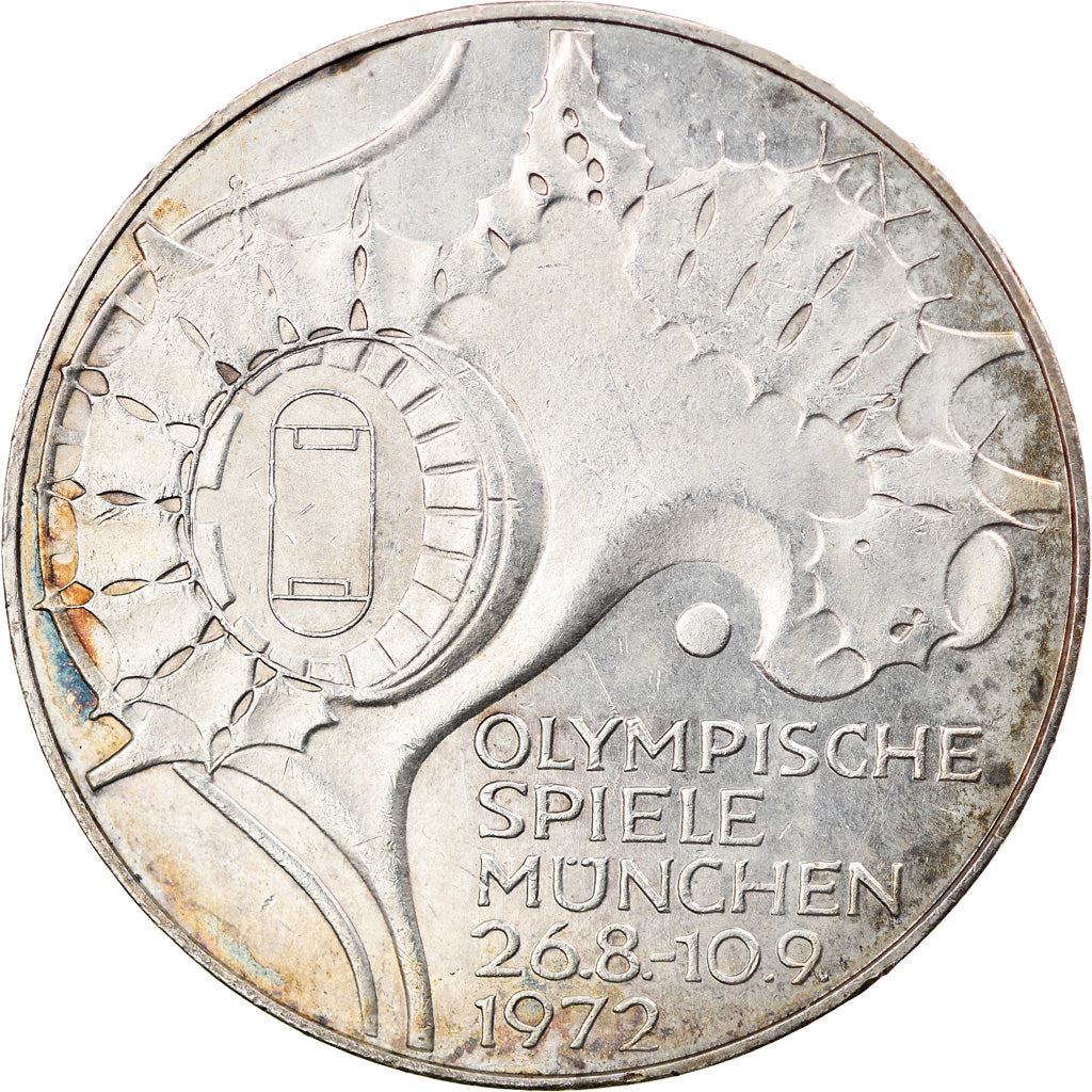 Moneta, GERMANIA - REPUBBLICA FEDERALE, 10 Mark, 1972, Hamburg, MB+, Argento