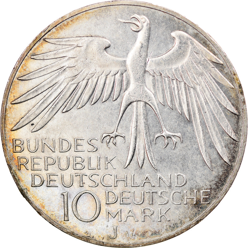 Moneta, GERMANIA - REPUBBLICA FEDERALE, 10 Mark, 1972, Hamburg, MB+, Argento