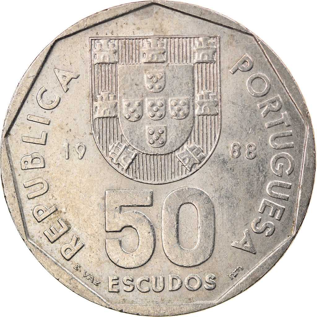 Coin, Portugal, 50 Escudos, 1988, AU(55-58), Copper-nickel, KM:636
