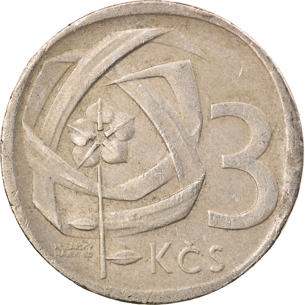 Munten, Tsjecho-Slowakije, 3 Koruny, 1965, FR+, Copper-nickel, KM:57
