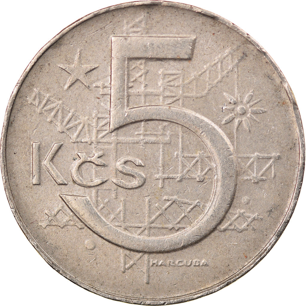 Münze, Tschechoslowakei, 5 Korun, 1981, S+, Copper-nickel, KM:60