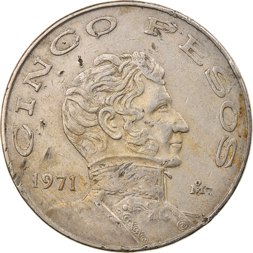 Münze, Mexiko, 5 Pesos, 1971, Mexico City, S+, Copper-nickel, KM:472