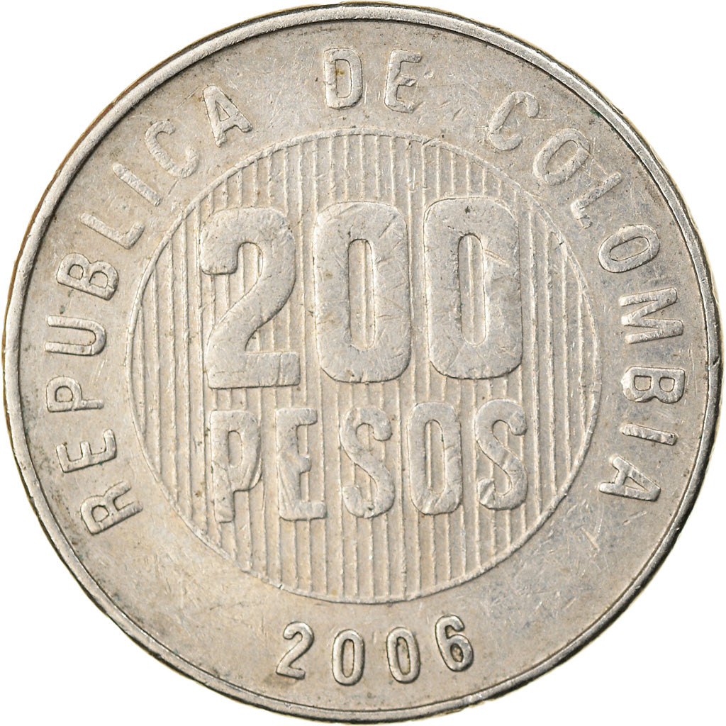 Coin, Colombia, 200 Pesos, 2006, VF(30-35), Copper-Nickel-Zinc, KM:287