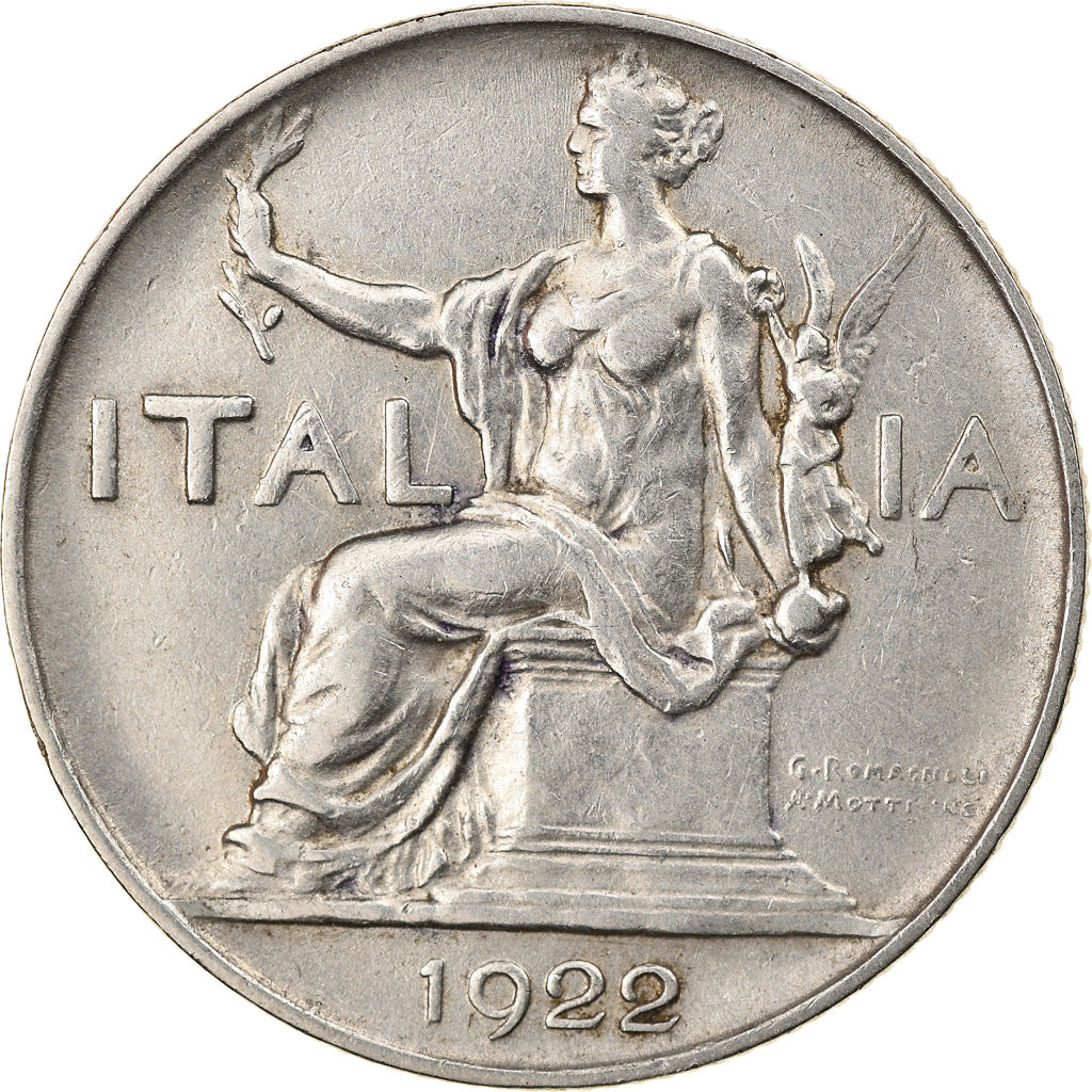 Münze, Italien, Vittorio Emanuele III, Lira, 1922, Rome, S+, Nickel, KM:62