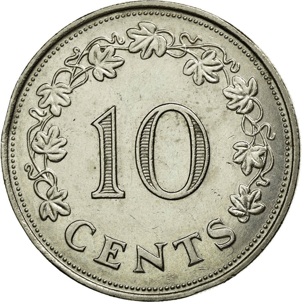 Coin, Malta, 10 Cents, 1972, AU(50-53), Copper-nickel, KM:11