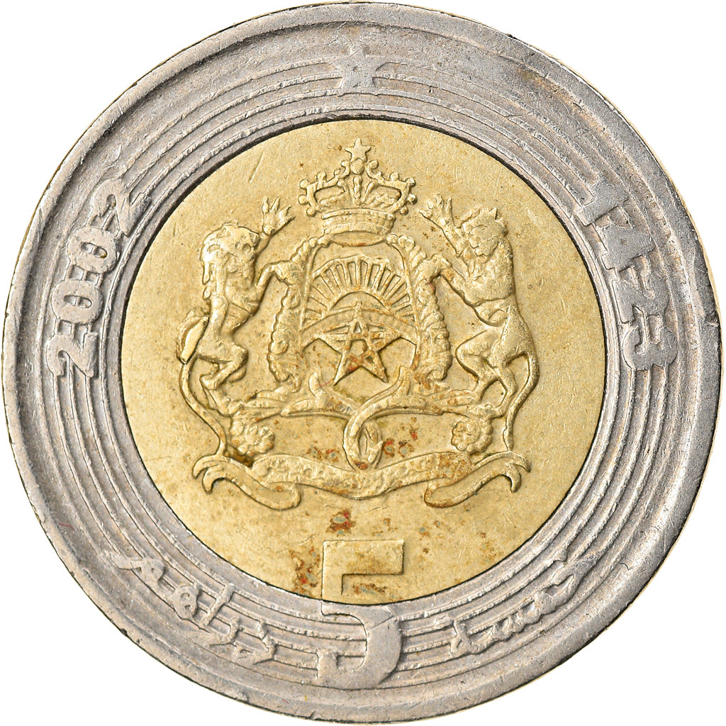Monnaie, Maroc, Mohammed VI, 5 Dirhams, 2002, Paris, TB+, Bi-Metallic, KM:109