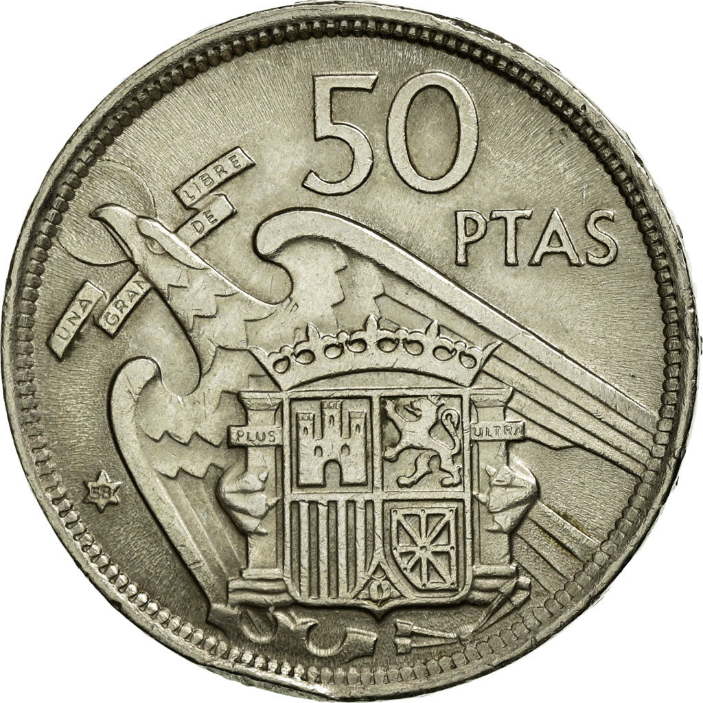 Münze, Spanien, Caudillo and regent, 50 Pesetas, 1957, SS+, Copper-nickel