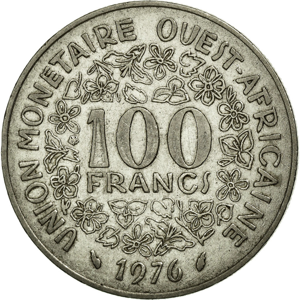 Coin, West African States, 100 Francs, 1976, AU(50-53), Nickel, KM:4