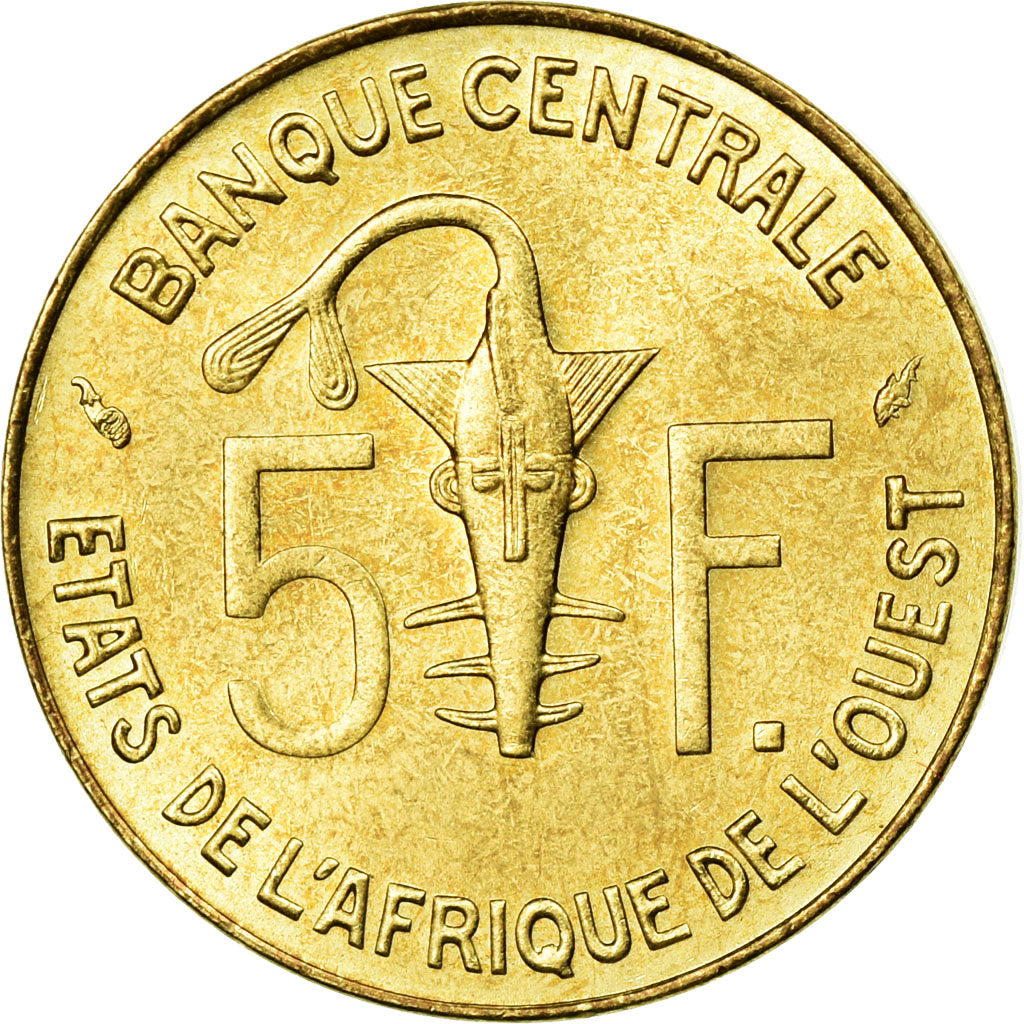 Münze, West African States, 5 Francs, 1985, VZ+, Aluminum-Nickel-Bronze, KM:2a
