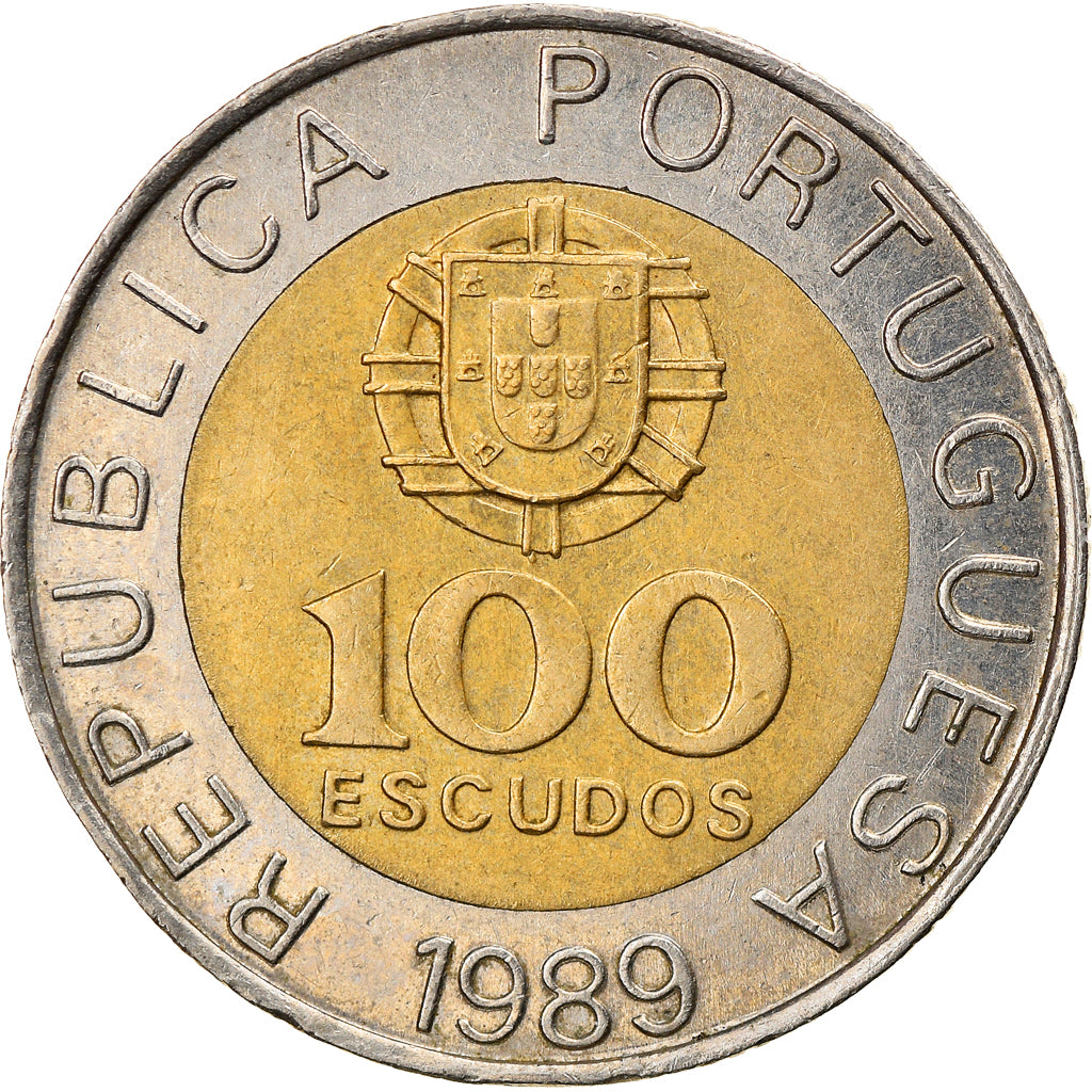 Portugal, 100 Escudos, 1989, Bi-Metallic, EF(40-45), KM:645.2
