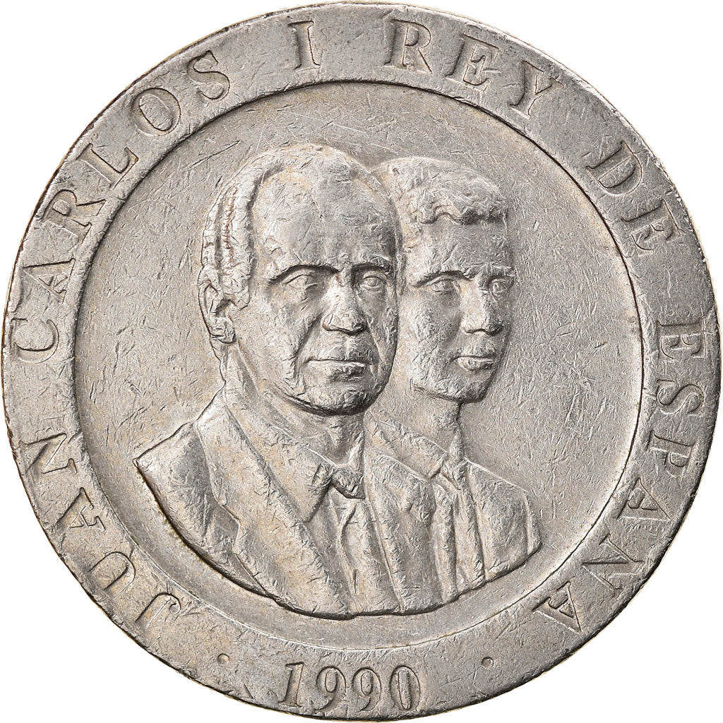 Moneta, Hiszpania, Juan Carlos I, 200 Pesetas, 1990, VF(30-35), Miedź-Nikiel