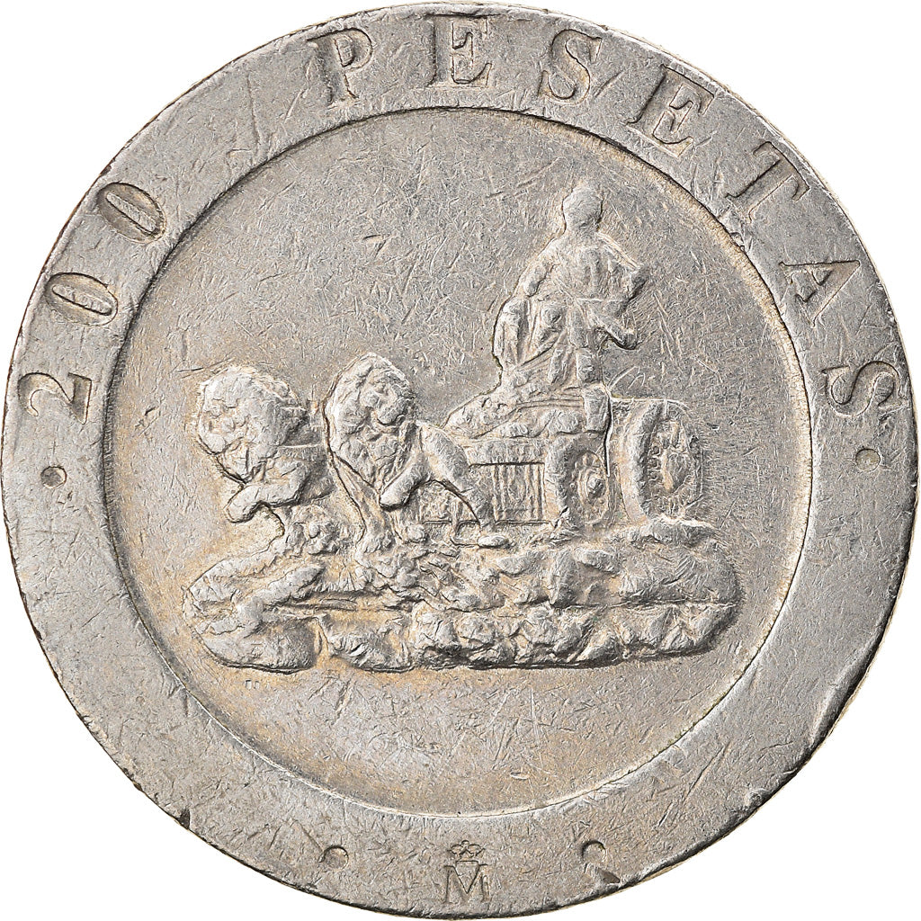 Moneta, Hiszpania, Juan Carlos I, 200 Pesetas, 1990, VF(30-35), Miedź-Nikiel