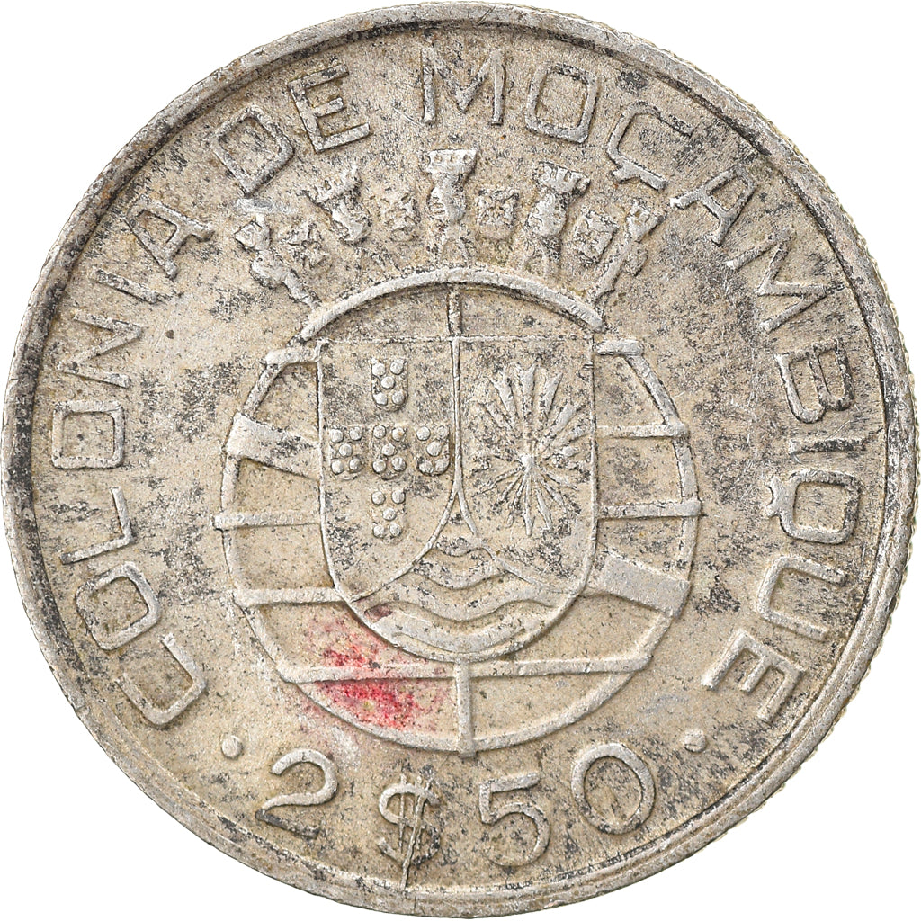 Coin, Mozambique, 2-1/2 Escudos, 1950, VF(30-35), Silver, KM:68