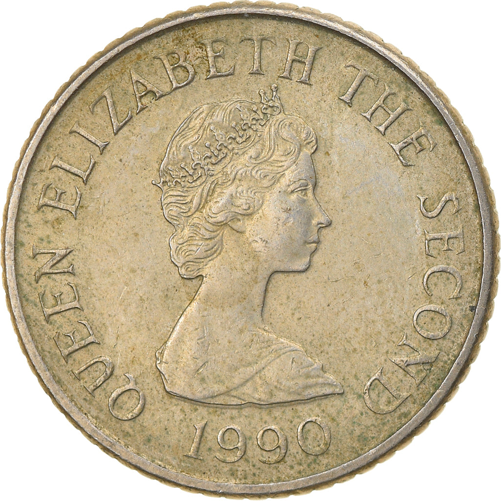 Monnaie, Jersey, Elizabeth II, 5 Pence, 1990, TB+, Copper-nickel, KM:56.2