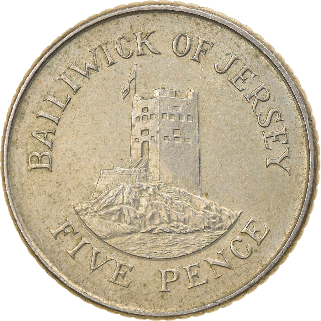 Monnaie, Jersey, Elizabeth II, 5 Pence, 1990, TB+, Copper-nickel, KM:56.2