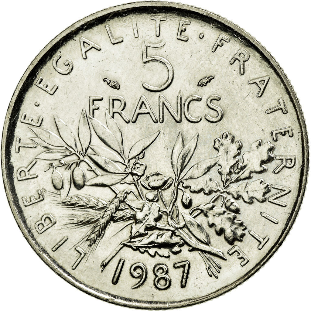 Coin, France, Semeuse, 5 Francs, 1987, MS(63), Nickel Clad Copper-Nickel