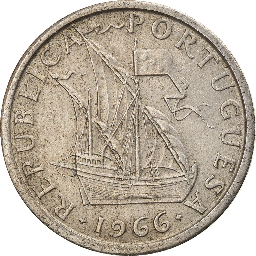 Moeda, Portugal, 5 Escudos, 1966, EF(40-45), Cobre-níquel, KM:591