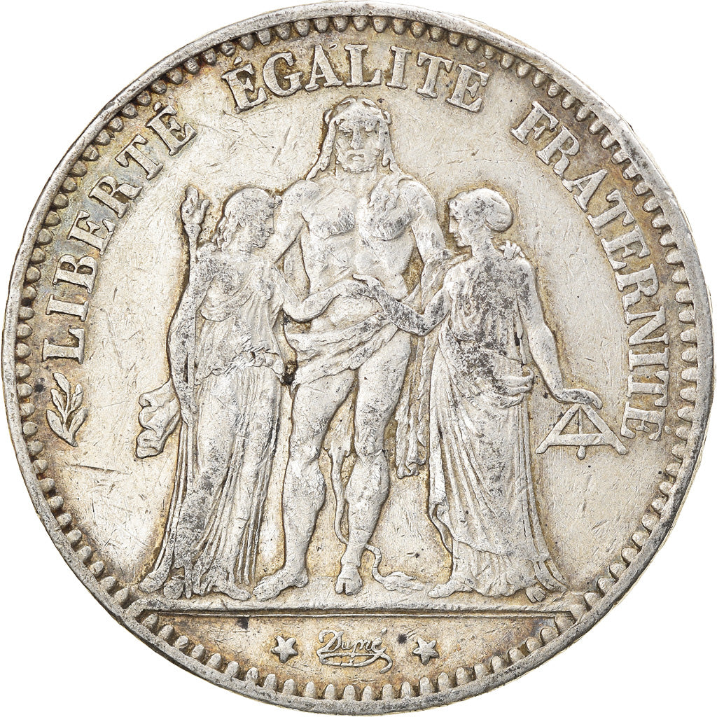 Coin, France, Hercule, 5 Francs, 1876, Bordeaux, EF(40-45), Silver, KM:820.2