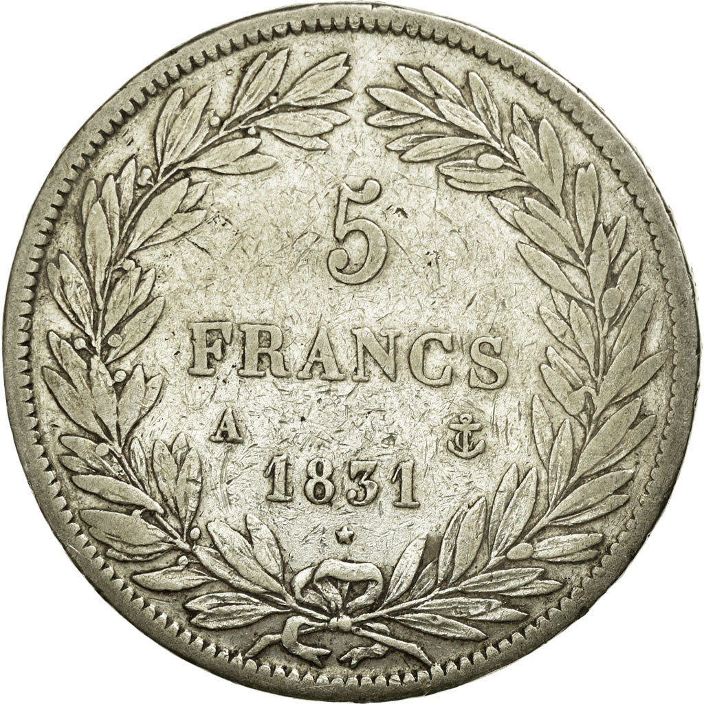 Coin, France, Louis-Philippe, 5 Francs, 1831, Paris, VF(30-35), Silver, KM:745.1