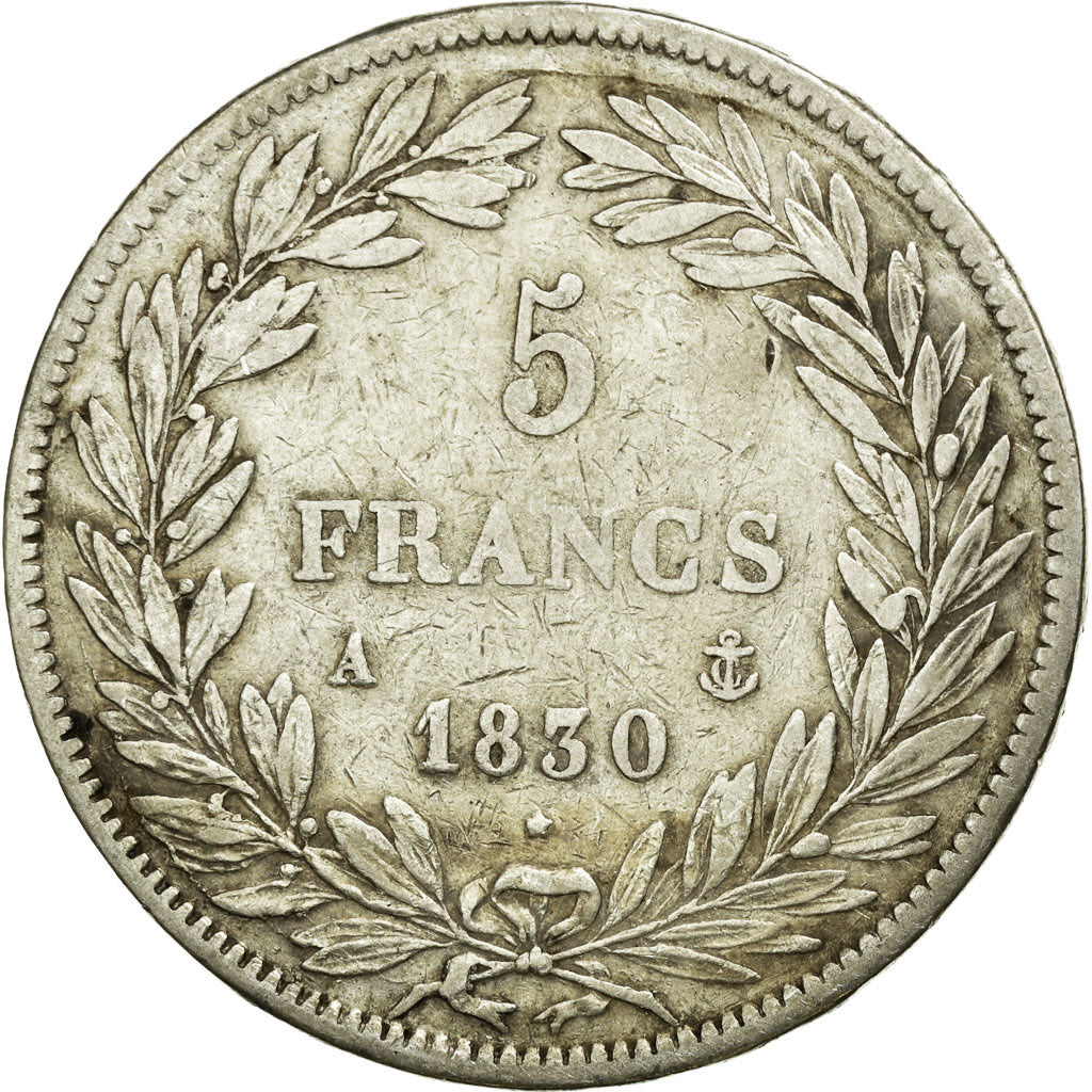 Coin, France, Louis-Philippe, 5 Francs, 1830, Paris, VF(30-35), Silver, KM:737.1