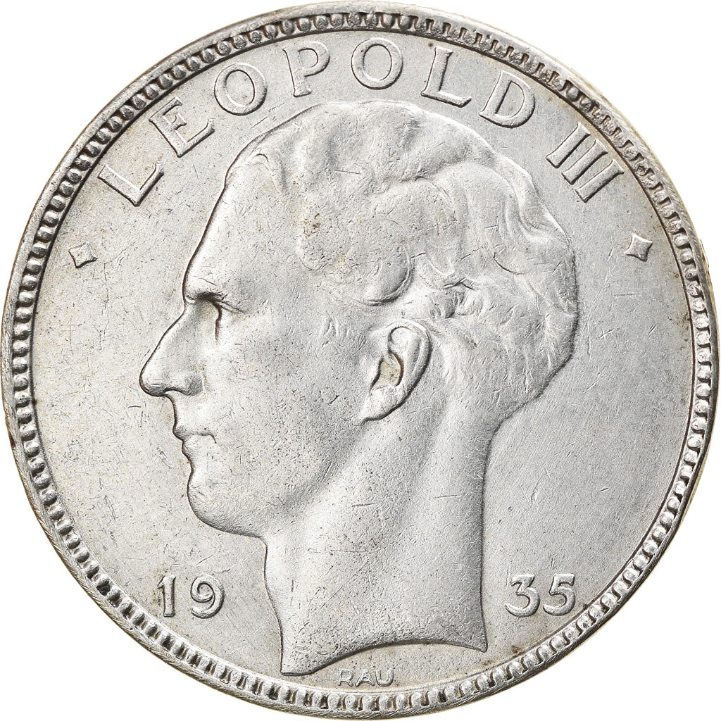 Munten, België, 20 Francs, 20 Frank, 1935, ZF, Zilver, KM:105