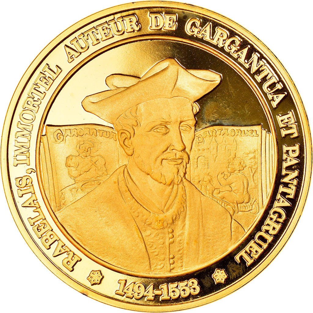France, Medal, L'Histoire de France, Rabelais, History, MS(65-70), Vermeil