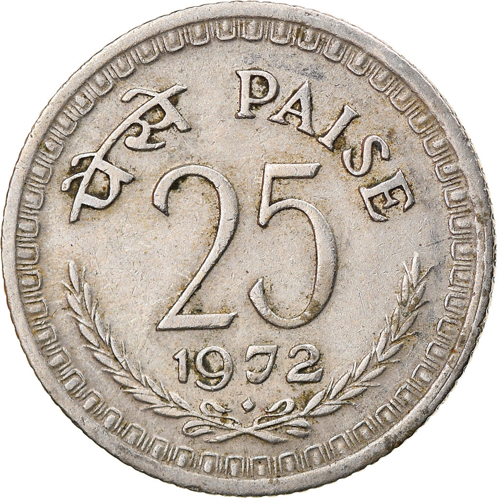 Munten, INDIAASE REPUBLIEK, 25 Paise, 1972, FR+, Copper-nickel, KM:49.1